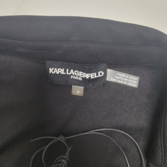 Karl Lagerfield Sexy V Black dress with side gathering at the waist size 4 y2k - Picture 6 of 9
